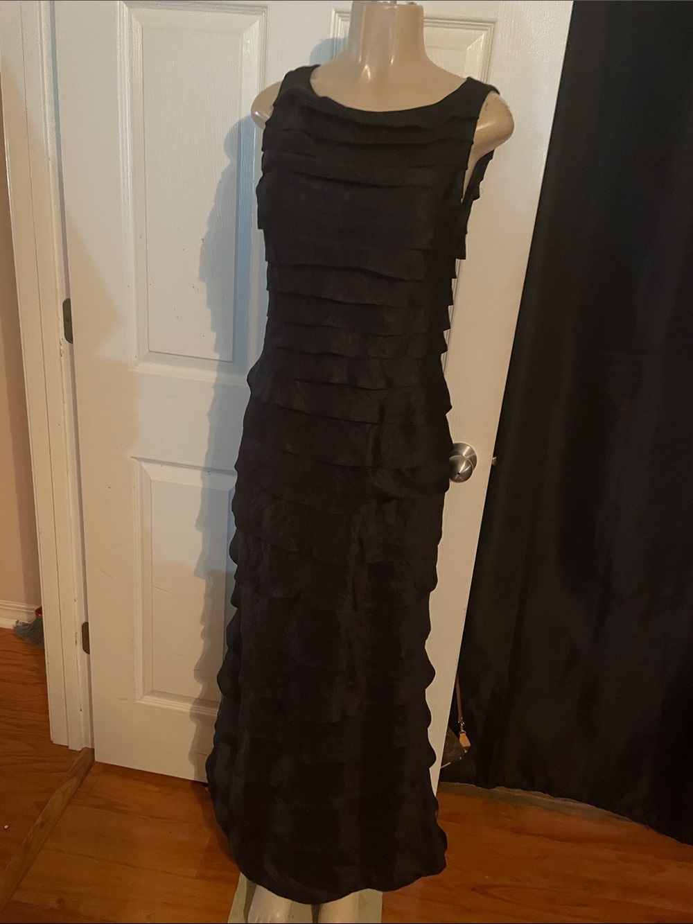 Adrianna Papell Black Tiered Maxi Dress